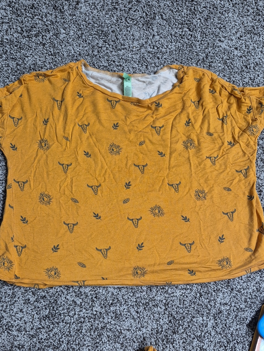 Honeydew Intimates Mustard Yellow Short Sleeve Tee with Sun & Skull Motif